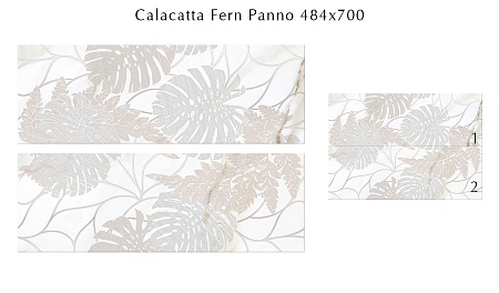 586482001 Calacatta (Калакáтта) Fern (2 Шт) - 4 Комл 1с панно 48,4х70, Eletto (Azori)