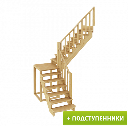 Лестница К-002м/4 П сосна с подступенками (7 уп), Profi&Hobby