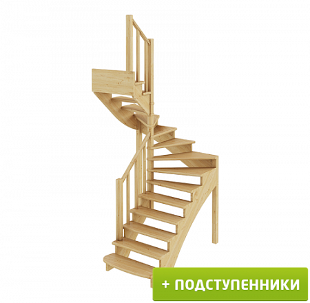 Лестница К-003м/3 Л сосна с подступенками (6 уп), Profi&Hobby