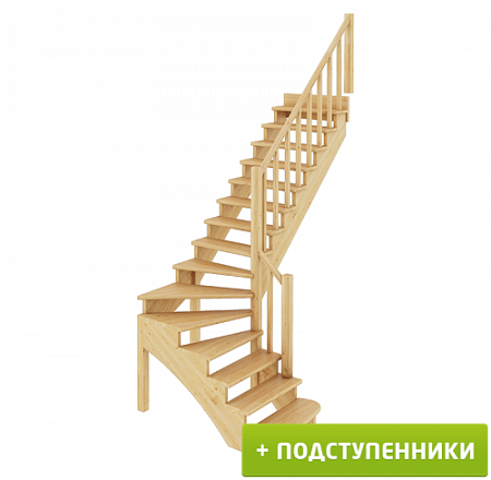 Лестница К-001м/4 П c подступенками сосна (7уп), Profi&Hobby