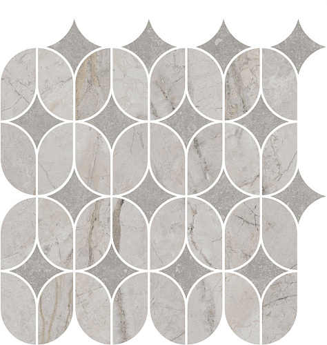 Декор KMD2HID004BR Ифран наборный серый светлый глянцевый обрезной 30x32,5x0,9, Kerama Marazzi (Керама Марацци)