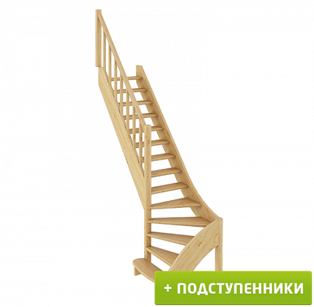 Лестница ЛС-07м/3 Л с подступенками сосна (4 уп), Profi&Hobby