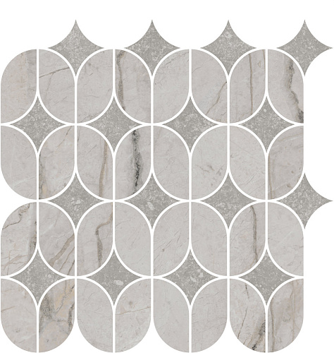 Декор KMD2HID004BR Ифран наборный серый светлый глянцевый обрезной 30x32,5x0,9, Kerama Marazzi (Керама Марацци)