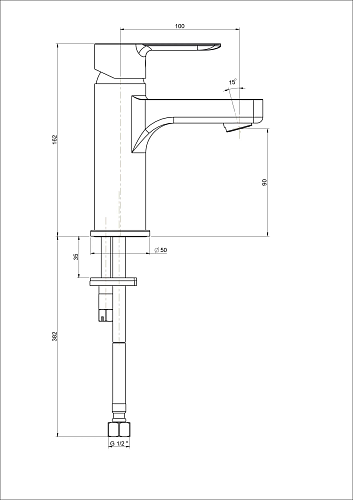 P4YO205ZNKM Смеситель Sonata для раковины без донного клапана матовый черный, Kerama Marazzi