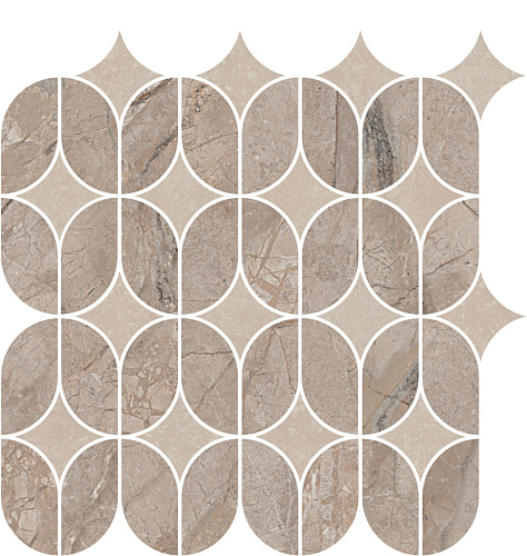 Декор KMD2HID014BR Ифран наборный бежевый светлый глянцевый обрезной 30x32,5x0,9, Kerama Marazzi (Керама Марацци)
